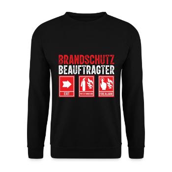Brandschutz Brandschutzbeauftragter Beruf - Unisex Pullover - Schwarz - Vorne - Alina (178cm) & Michal (187cm)