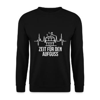 Sauna Aufguss saunieren Herzschlag - Unisex Pullover - Schwarz - Vorne - Alina (178cm) & Michal (187cm)