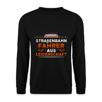 Straßenbahn Herzschlag Leidenschaft - Unisex Pullover - Schwarz - Vorne - Alina (178cm) & Michal (187cm)