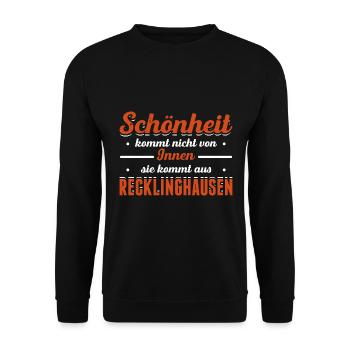 Schönheit Kommt Nicht Von Innen Sie Kommt Aus Reck - Unisex Pullover - Schwarz - Vorne - Alina (178cm) & Michal (187cm)