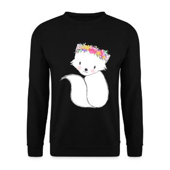 Kleiner süßer Fuchs mit Blumen - Unisex Pullover - Schwarz - Vorne - Alina (178cm) & Michal (187cm)