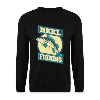 Fishing fish trout sport lake coil bait animal - Unisex Sweatshirt - black - Front - Alina (178cm) & Michal (187cm)