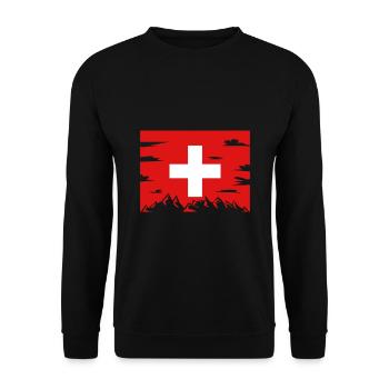 Flagge Schweiz Land Berge Landschaft Kreuz Rot Top - Unisex Pullover - Schwarz - Vorne - Alina (178cm) & Michal (187cm)