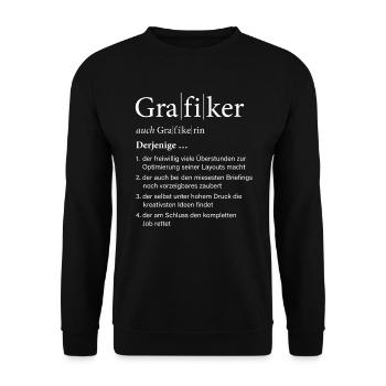 Grafiker Grafik Design Designerin Geschenkidee - Unisex Pullover - Schwarz - Vorne - Alina (178cm) & Michal (187cm)