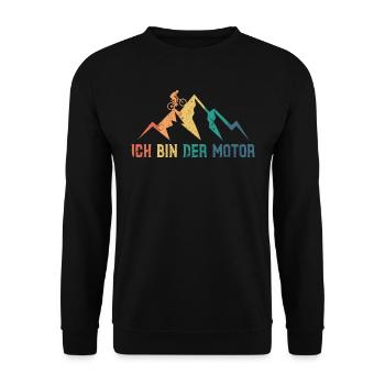 Ich bin der Motor -Mountain Bike Fahrrad Rad MTB - Unisex Pullover - Schwarz - Vorne - Alina (178cm) & Michal (187cm)