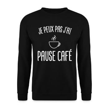 pause café caféine tasse de café - Sweat-shirt Unisexe - noir - Devant - Alina (178cm) & Michal (187cm)