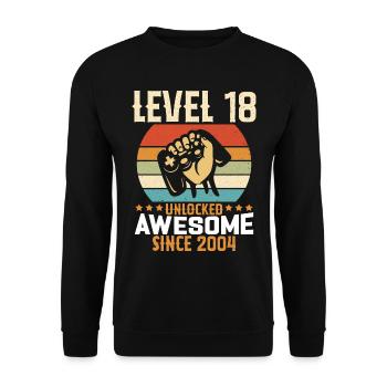 Level 18 Year Unlocked Gaming Birthday Gift - Unisex Sweatshirt - black - Front - Alina (178cm) & Michal (187cm)
