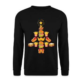 Fast Food Christmas Tree - Unisex Pullover - Schwarz - Vorne - Alina (178cm) & Michal (187cm)
