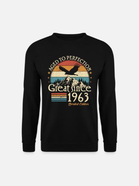 1963 Jahrgang geboren Vintage Geburtstag Geschenk - Unisex Pullover - Schwarz