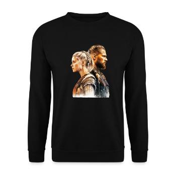 Young Viking couple fights together - Unisex Sweatshirt - black - Front - Alina (178cm) & Michal (187cm)