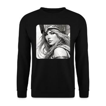 Fantasy Anime Fille Viking Germanique Trigues Moyen Âge - Sweat-shirt Unisexe - noir - Devant - Alina (178cm) & Michal (187cm)