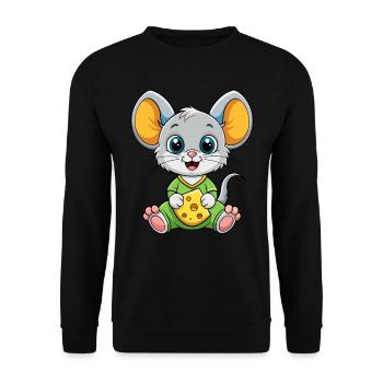 Cheese Loving Mouse - Unisex Sweatshirt - black - Front - Alina (178cm) & Michal (187cm)