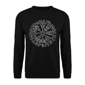 Wikinger Kompass Vegvisir - Unisex Pullover - Schwarz - Vorne - Alina (178cm) & Michal (187cm)