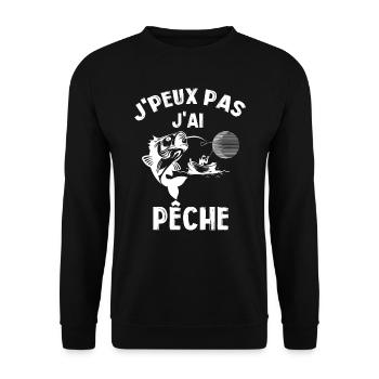J'peux Pas J'ai Pêche, Pêcheurs, Poisson, Pêcheur - Sweat-shirt Unisexe - noir - Devant - Alina (178cm) & Michal (187cm)