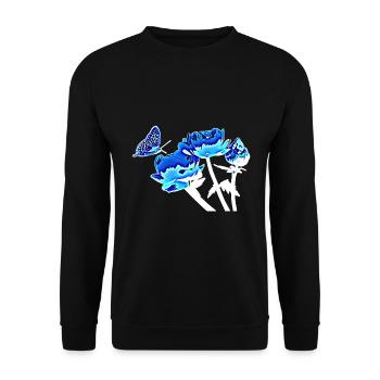 Butterfly and flowers - Unisex Sweatshirt - black - Front - Alina (178cm) & Michal (187cm)