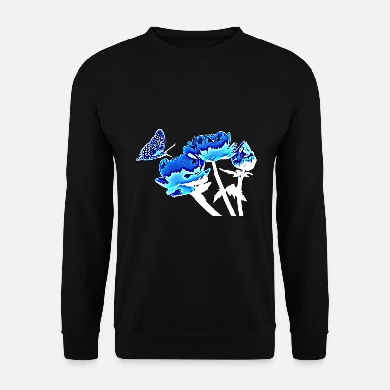 Schmetteling und Blumen - Unisex Pullover - Schwarz
