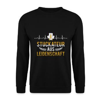 Stuckateur Leidenschaft Gipser Herzschlag - Unisex Pullover - Schwarz - Vorne - Alina (178cm) & Michal (187cm)