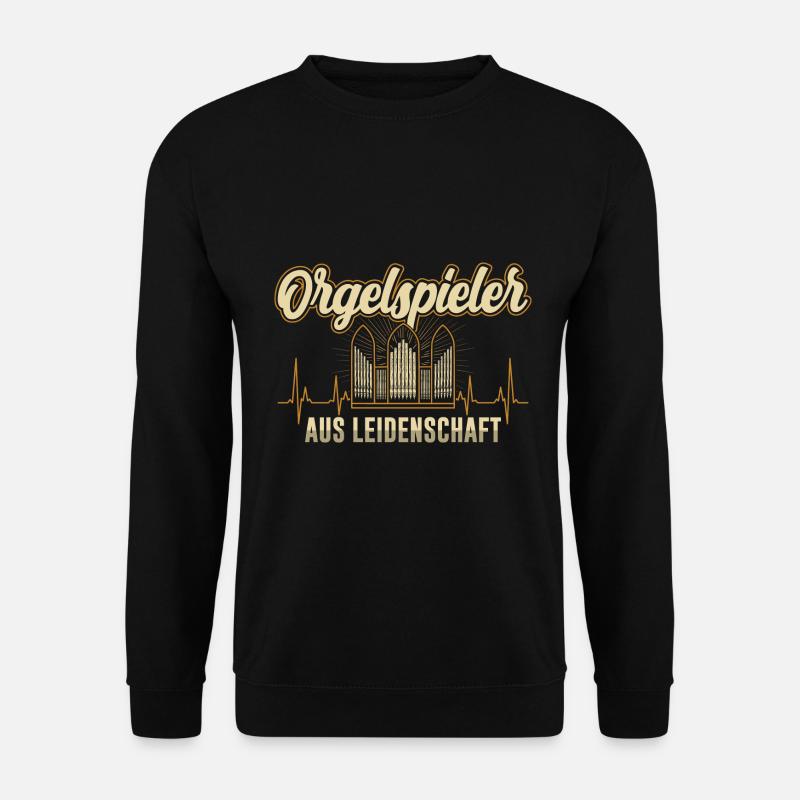 Orgel Herzschlag Orgelspieler aus Leidenschaft Org - Unisex Pullover - Schwarz