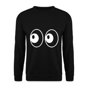 Emoji Augen Skizze weiß - Unisex Pullover - Schwarz - Vorne - Alina (178cm) & Michal (187cm)