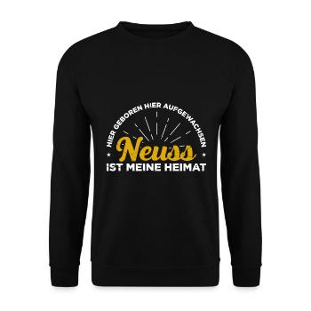 Hier Geboren Hier Aufgewachsen Neuss Ist Meine Hei - Unisex Pullover - Schwarz - Vorne - Alina (178cm) & Michal (187cm)