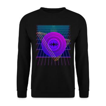 Record in 80s style. - Unisex Sweatshirt - black - Front - Alina (178cm) & Michal (187cm)