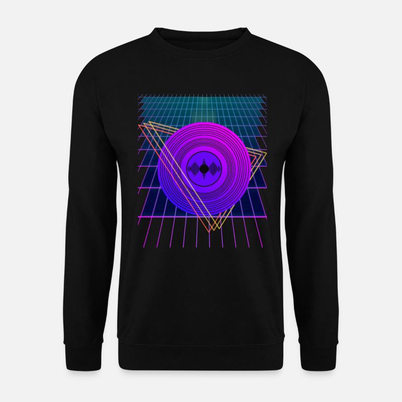 Schallplatte im 80er Jahre Stil. - Unisex Pullover - Schwarz