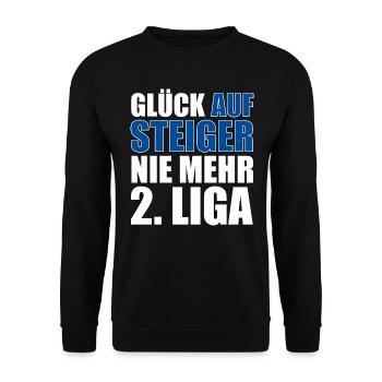 GLÜCK AUFSTEIGER NIE MEHR 2. LIGA - Unisex Pullover - Schwarz - Vorne - Alina (178cm) & Michal (187cm)