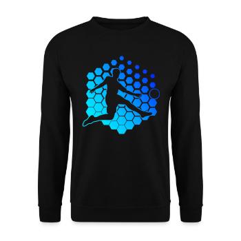 Fussballspieler Fussballer Fussballspielen - Unisex Pullover - Schwarz - Vorne - Alina (178cm) & Michal (187cm)