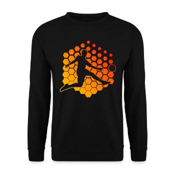 Fussballspielen Fussballer Fussballspieler - Unisex Pullover - Schwarz - Vorne - Alina (178cm) & Michal (187cm)