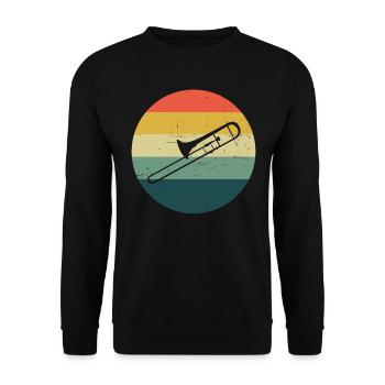 Posaunistin Blaskapelle Herren Damen Blechblasinst - Unisex Pullover - Schwarz - Vorne - Alina (178cm) & Michal (187cm)