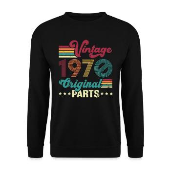 Vintage 1970 Original, Cadeau D'anniversaire - Sweat-shirt Unisexe - noir - Devant - Alina (178cm) & Michal (187cm)