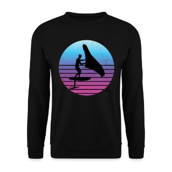 wingsurf hydrofoil wingsurfing wingfoil foilwing - Unisex Sweatshirt - black - Front - Alina (178cm) & Michal (187cm)