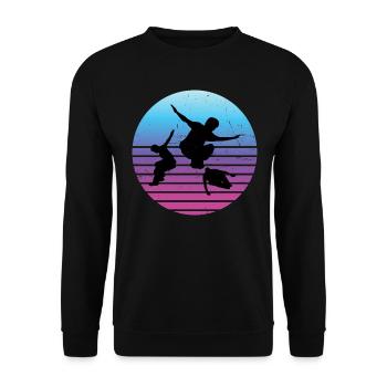 Course libre femmes Parkour masculin - Sweat-shirt Unisexe - noir - Devant - Alina (178cm) & Michal (187cm)