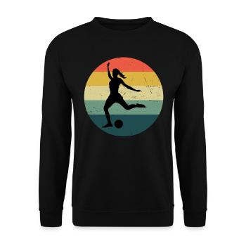 Damen Football Fussball Soccer Fussballspiel - Unisex Pullover - Schwarz - Vorne - Alina (178cm) & Michal (187cm)