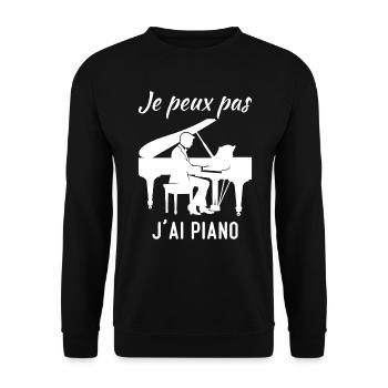 Je peux pas j'ai piano sur - Sweat-shirt Unisexe - noir - Devant - Alina (178cm) & Michal (187cm)