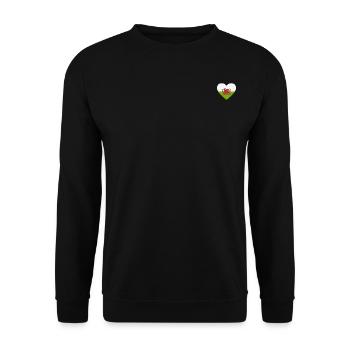 Wales Flagge Herz - Unisex Pullover - Schwarz - Vorne - Alina (178cm) & Michal (187cm)