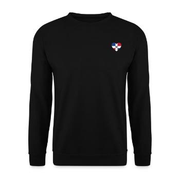 Dominikanische Flagge Herz - Unisex Pullover - Schwarz - Vorne - Alina (178cm) & Michal (187cm)