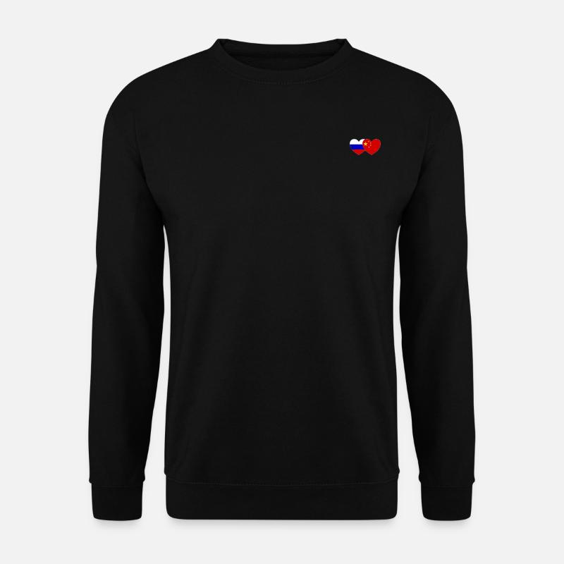 Russie Chine Drapeau Cœur - Sweat-shirt Unisexe - noir