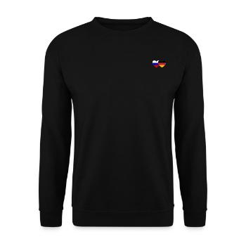 Russland Deutschland Flagge Herz - Unisex Pullover - Schwarz - Vorne - Alina (178cm) & Michal (187cm)