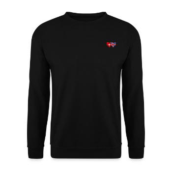 Schweiz Island Flagge Herz - Unisex Pullover - Schwarz - Vorne - Alina (178cm) & Michal (187cm)