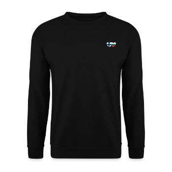 Finnland Bulgarien Flagge Herz - Unisex Pullover - Schwarz - Vorne - Alina (178cm) & Michal (187cm)