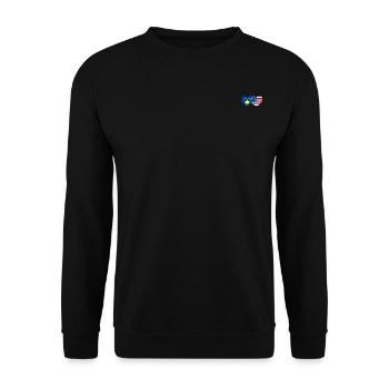 Kosovo USA Flagge Herz - Unisex Pullover - Schwarz - Vorne - Alina (178cm) & Michal (187cm)