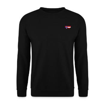 Norwegen Österreich Flagge Herz - Unisex Pullover - Schwarz - Vorne - Alina (178cm) & Michal (187cm)