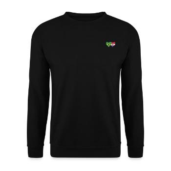 Brasilien Kroatien Flagge Herz - Unisex Pullover - Schwarz - Vorne - Alina (178cm) & Michal (187cm)