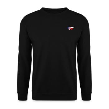 USA Polen Flagge Herz - Unisex Pullover - Schwarz - Vorne - Alina (178cm) & Michal (187cm)