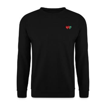 Türkei Turkmenistan Flagge Herz - Unisex Pullover - Schwarz - Vorne - Alina (178cm) & Michal (187cm)