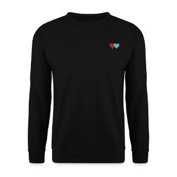 Marokko Kasachstan Flagge Herz - Unisex Pullover - Schwarz - Vorne - Alina (178cm) & Michal (187cm)