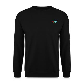 Aserbaidschan Kasachstan Flagge Herz - Unisex Pullover - Schwarz - Vorne - Alina (178cm) & Michal (187cm)