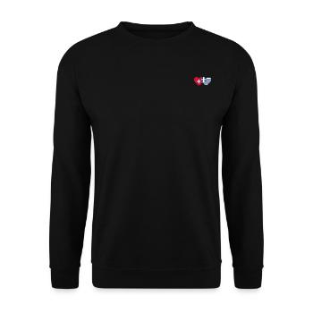 Schweiz Griechenland Flagge Herz - Unisex Pullover - Schwarz - Vorne - Alina (178cm) & Michal (187cm)