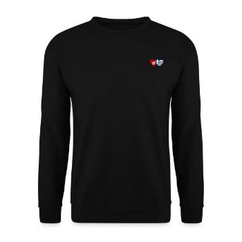 Hongkong Griechenland Flagge Herz - Unisex Pullover - Schwarz - Vorne - Alina (178cm) & Michal (187cm)